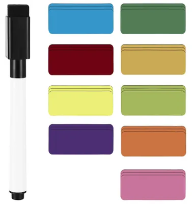 Image de 72 bandes magnétiques inscriptibles, 80 étiquettes magnétiques de 30 mm, étiquettes magnétiques colorées, étiquettes magnétiques pour aimants, tableaux blancs, réfrigérateurs et bien plus encore.