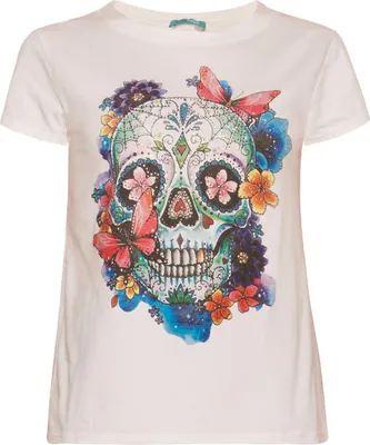 Produktbild von Weißes T-Shirt mit Blumenkopf-Motiv