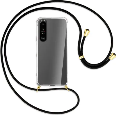 Produktbild von Handykette Backcover-Schutzhülle mit Band (Metall goldfarben) für Sony Xperia 1 III - schwarz