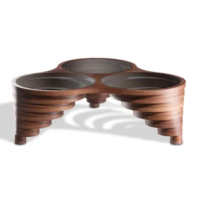 Produktbild von Couchtisch Beistelltisch Life Walnuss moderner Kaffeetisch Wohnzimmertisch Glas 109x109x39 cm Nussbaum
