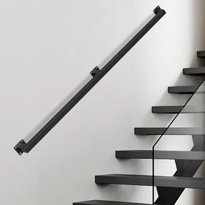 Productafbeelding van Eikuavons Vierkant-leuning 120 cm, zwart. IJzeren trapleuning met poedercoating, 30 x 30 mm, in twee delen, geschikt voor trap en hal
