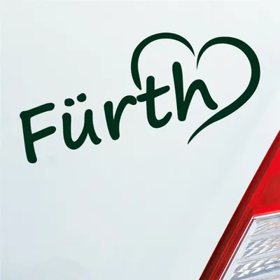 Produktbild von Auto Aufkleber Fürth Herz Stadt City Liebe Love Heimat 17x8 cm Dunkelgrün Sticker Heckscheibenaufkleber
