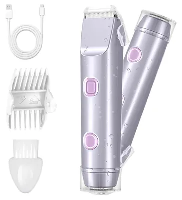 Produktbild von Rasierer Damen Doppelkopf Damenrasierer Elektrischer Haartrimmer für Frauen Körpertrimmer Intimrasierer Bikini-Trimme IPX7 Wasserdicht Nass Trocken Lila