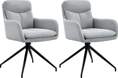 Produktbild von 2er Set Esszimmerstuhl DUTOR - Stoff Hellgrau 57x62x83 cm | Essstühle Esszimmerstühle Küchenstühle Wohnzimmerstühle