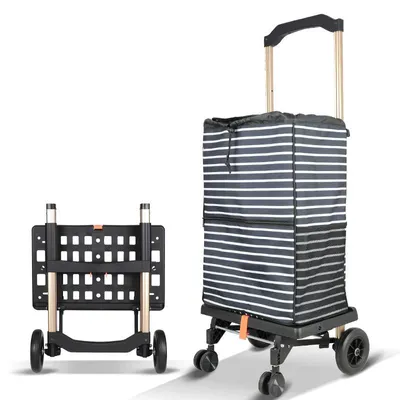 Produktbild von 2in1 Einkaufstrolley & Sackkarre – faltbar, 50kg Tragkraft, XL-Räder