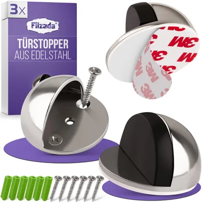 Produktbild von Türstopper aus Edelstahl, zum Kleben oder Schrauben, robust, für Türen