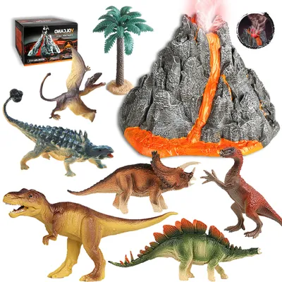 Produktbild von Vulkanausbruch Dinosaurier Spielzeug Set Realistische Dino Figuren mit interaktivem Vulkan STEM Lernspielzeug für Kinder