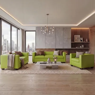 Produktbild von 3-2-1 Sofagarnitur Couchgarnitur Loungesofa Lille  Kunstleder, hellgrün