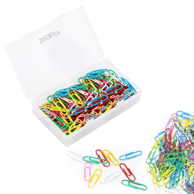 Imagen del producto de Clips metálicos, 280 unidades, de diferentes colores, para oficina y escuela