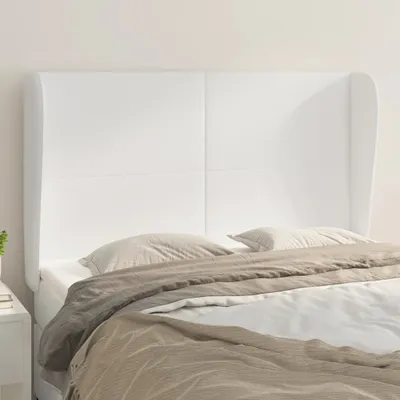 Imagen del producto de vidaXL Cabecero con orejas, blanco, 147x23x118/128 cm, cuero sintético - Cabecero - Cabeceros - Cabecero de cama - Reposacabezas para cama