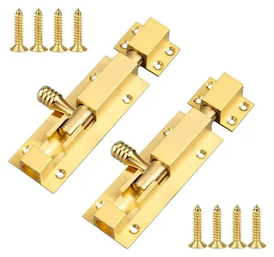 Imagen del producto de Cerraduras para puerta, 2 cierres de acero inoxidable s, robustos pestillos deslizantes con tornillos para la puerta principal