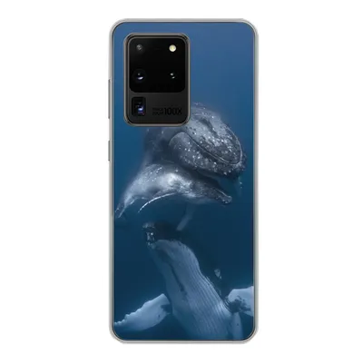 Produktbild von MuchoWow® Handyhülle Schutzhülle Hülle für Samsung Galaxy S20 Ultra Wale - Meer - Familie Silikon Softcase Handy Hülle - Karteninhaber
