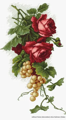 Produktbild von Luca-S Kreuzstich Set "Rote Rosen mit Trauben", Zählmuster, 20x33cm