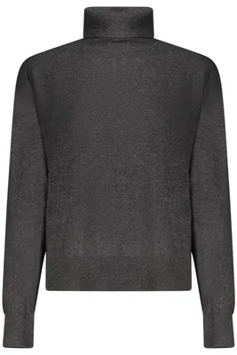 Produktbild von Damen Langarmshirt mit Stehkragen und Stickerei in Schwarz
