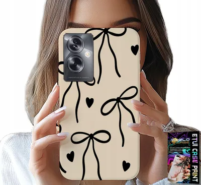 Zdjęcie produktu dla Etui Do Oppo A79 5G - Beżowe Kokardki Wstążka Modne Wzory
