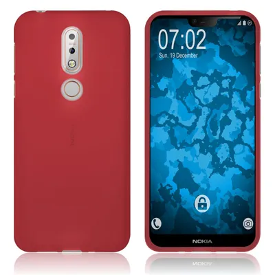 Produktbild von PhoneNatic Case kompatibel mit  Nokia 7.1 - rot Silikon Hülle matt Cover