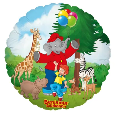Produktbild von Zooparty Benjamin Blümchen Folienballon, bunt, Ø45cm, Heliumballon sprechender Elefant