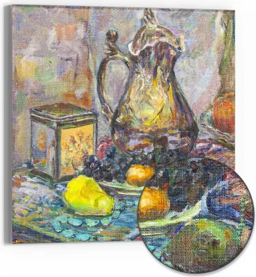 Produktbild von DEQORI Hybrid Leinwand Bild 50x50 cm 'Stilllebenglanz' Wandbild Glas flach modern