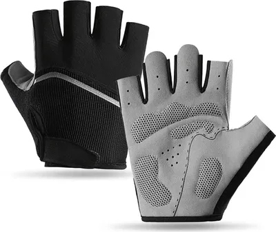 Produktbild von 1 Paar Fahrrad-Halbfingerhandschuhe für Herren und Damen, feuchtigkeitsableitend, atmungsaktiv, rutschfest, vielseitig einsetzbar, für Outdoor-Motorradfahrten und Sport, fingerlose Handschuhe