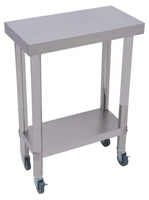 Obrázok produktu pre Pracovný stôl do kuchyne – nerezová oceľ – 60 x 45 x 85 cm – 2 úrovne, s kolieskami