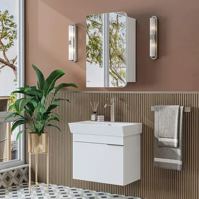 Obrázok produktu pre Skye Decor, kvalitná skrinka do kúpeľne s umývadlom a súpravou zrkadiel, biela, 100% MDF