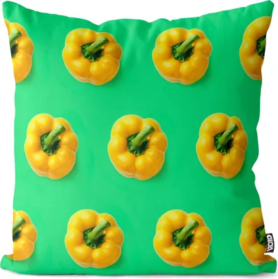 Produktbild von VOID Gelbe Paprika Küche Kochen Essen  Kissenbezug Kissenhülle Polyester wasserfest Outdoor Indoor