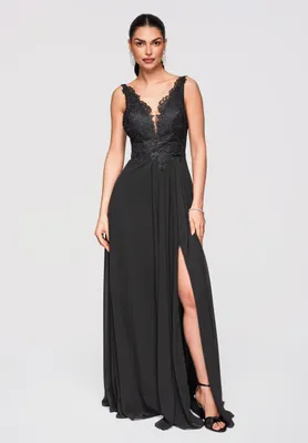 Produktbild von LARICA Maxikleid Abendkleid Ausgestelltes Kleid Romantisch LA-OM-DLR308 black S