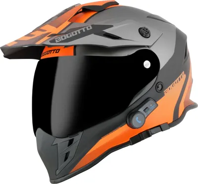 Produktbild von Bogotto H331 BT Tour EVO Bluetooth Enduro Helm, schwarz matt/grau/orange, 2XL