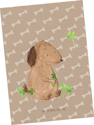 Produktbild von Mr. & Mrs. Panda bildkarte Hund Kleeblatt - Hundeglück - Geschenk, Postkarten, Süß, Sprüche, Grußkarte, Ansichtskarten, Entspannt, Postkarte, Kunstkarten, Glück, Viel