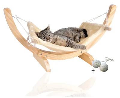Produktbild von Rohrschneider Katzenhängematte Cat Relax | Katzenschlafplatz | Katzenbett | Katzenkorb zum Schlafen | Hängematte Katze, Farbe:beige