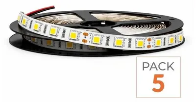 Produktbild von 5er-Pack – LED-Lichtband 12 V, 5 m, 5050, IP20, 60 LEDs/m – Kaltweiß 6000 K – 8000 K