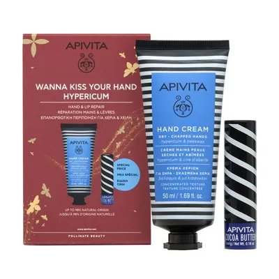 Productafbeelding van Apivita Hypericum Handcrème 50 ml + Lippenbalsem 4,4 g, set van 2 stuks