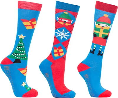 Produktbild von Hy - Dámské ponožky "Jolly Elves" - vánoční design (3 balení) BZ4886 (37 EU-42 EU) (modrá/červená)