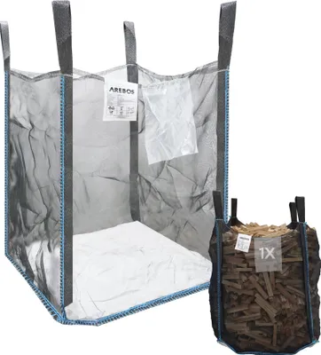 Obrázek produktu pro AREBOS Premium dřevěný pytel | Big Bag 100x100x120 cm | se 4 poutky a plnicí lištou | nosnost 1000 kg, SF 5:1, EN ISO 21898 | pytle