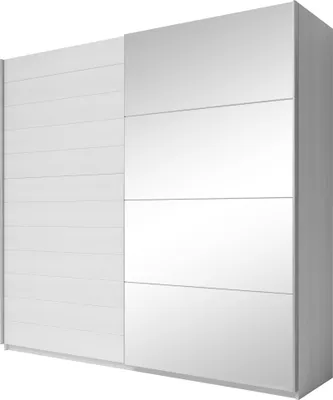 Produktbild von Furniture24 Schwebetürenschrank Galaxy Kleiderschrank Schiebetürenschrank Schlafzimmer Kleidestange Einelgeboden Schiebetür Spiegel , Abisko Ash, 220 cm breit