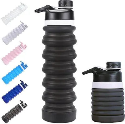 Immagine prodotto di Ibenzoa® borraccia pieghevole da 750 ml – realizzata in silicone adatto al contatto alimentare, tappo in plastica privo di BPA, compatta e lavabile in lavastoviglie, apertura ampia, resistente da -20°C a +60°C