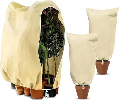 Produktbild von 3 Stš¹ck Winterschutz Pflanzen, Pflanzenschutz Winter Rei?fest, Wiederverwendbar Frostschutz Kš¹belpflanzensack mit Rei?verschluss, Zugband fš¹r Baum Palmen Olivenbaum (80 x 120 cm &120 x180 cm)