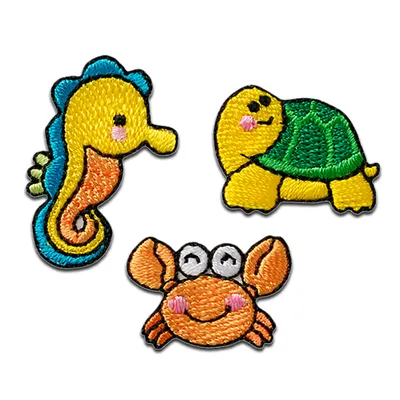 Produktbild von Mono Quick Wassertiere 3 Stück Tier - Aufnäher, Bügelbild, Aufbügler, Applikationen, Patches, Flicken, zum aufbügeln, Größe: 2,8 x 2,2 cm