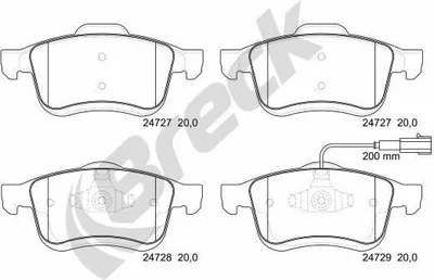Produktbild von BRECK Bremsbeläge Satz Vorne Bremsklötze für FIAT DOBLO Kasten/Kombi (263) 24727 00 701 10