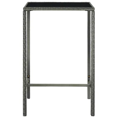 Immagine prodotto di Tavolo da Bar da Giardino Grigio 70x70x110 cm Polyrattan Vetro