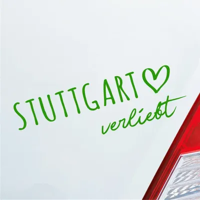 Produktbild von Auto Aufkleber Stuttgart verliebt Herz Stadt Heimat Liebe Car 19x6 cm Hellgrün Sticker Heckscheibenaufkleber
