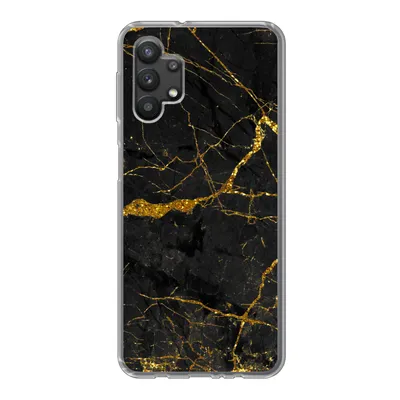 Produktbild von MuchoWow® Handyhülle Schutzhülle Hülle für Samsung Galaxy A32 5G Marmor - Gold - Schwarz - Marmoroptik - Luxus - Glitzer Silikon Softcase Handy Hülle - Softcase