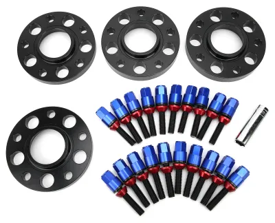Produktbild von M12x1,5 Nabenzentrierte Spurverbreiterungen, versetztes Kit mit Radschrauben, Zubehör, passend für 1, 3, 5, 6, 7, Serie E82, E30, E36, E60, Blau
