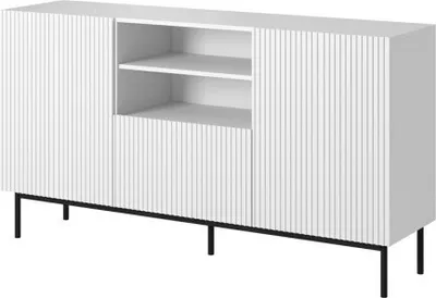 Produktbild von Komoda PAFOS na čiernom oceľovom ráme 150x40x90 biela matná