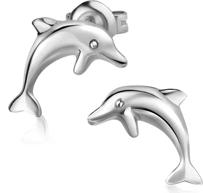 Produktbild von MATERIA by Matthias Wagner Delfin Ohrstecker Damen 925 Sterling Silber rhodiniert SO-318