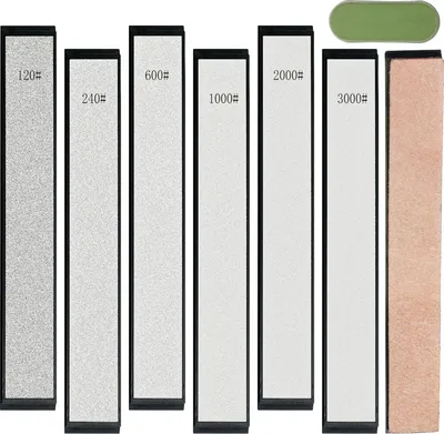 Produktbild von Diamant Schleifstein Set 6-teilig, für Küchenmesser, Körnung 120 bis 3000, mit Basis