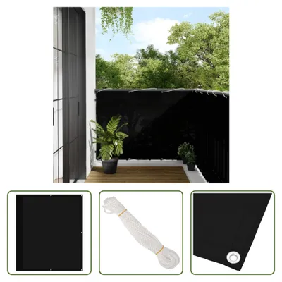 Produktbild von The Living Store Balkon-Sichtschutz Schwarz 120x800 cm 100 % Polyester-Oxford