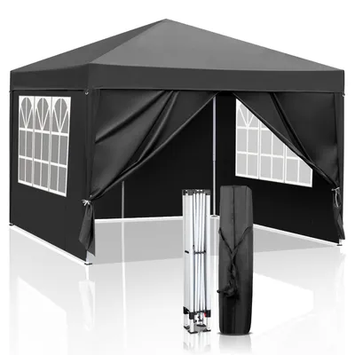 Image de ALIGHTUP Pavillon pliable 3 x 3m Pop Up Pliable Tente de jardin étanche, protection UV 50+ Pavillons & tentes de réception Tente de réception avec 4 c?tés,Noir