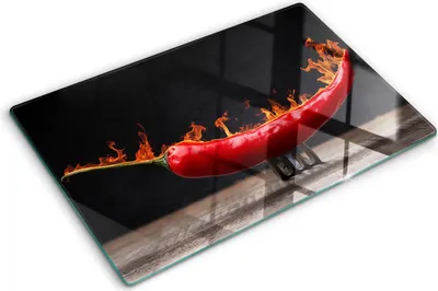 Obrázek produktu pro Kryt varné desky – Kryt na indukční desku – Ochranná skleněná deska – 80x52 cm– Skleněné ochranné desky na sporák –Tvrzené sklo –Chilli paprička
