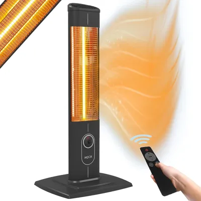 Produktbild von Stehender Heizstrahler – Terrassenheizung – Außenbereichs-Heizung – Fernbedienung mit Thermostat – 2300 Watt – Schwarz